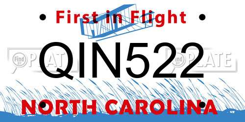 QIN522 North Carolina License Plate