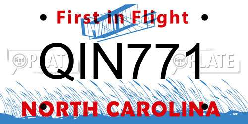 QIN771 North Carolina License Plate