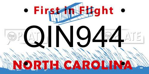 QIN944 North Carolina License Plate