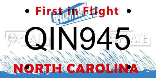 QIN945 North Carolina License Plate