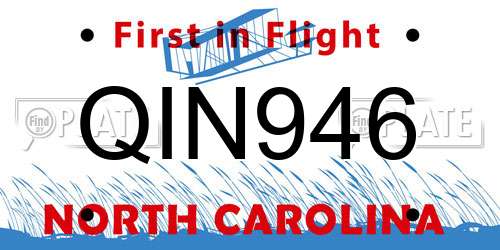 QIN946 North Carolina License Plate