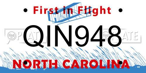 QIN948 North Carolina License Plate