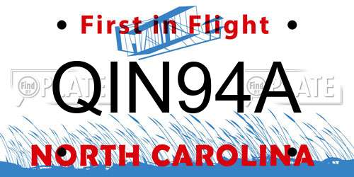 QIN94A North Carolina License Plate