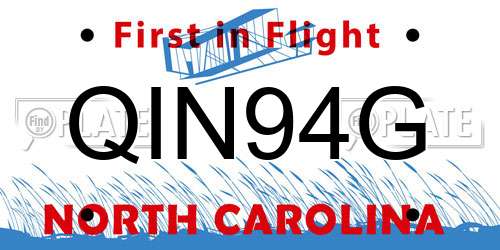QIN94G North Carolina License Plate
