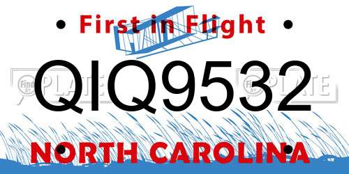 QIQ9532 North Carolina License Plate