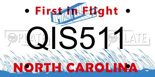 QIS511 North Carolina License Plate