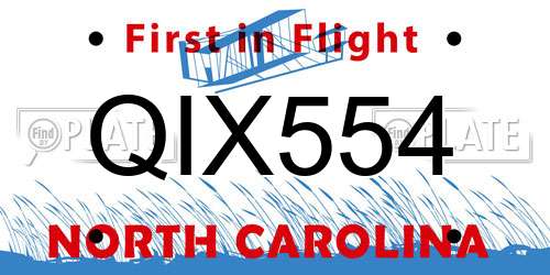 QIX554 North Carolina License Plate
