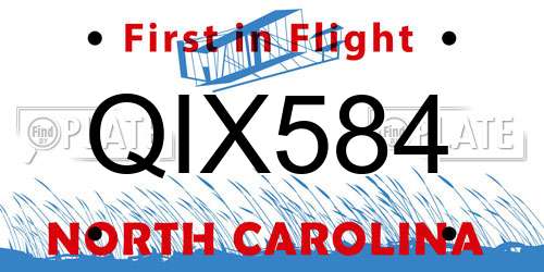 QIX584 North Carolina License Plate