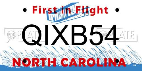 QIXB54 North Carolina License Plate