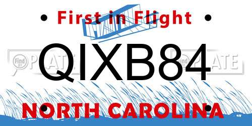 QIXB84 North Carolina License Plate