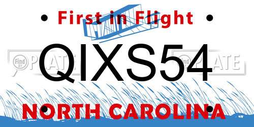 QIXS54 North Carolina License Plate