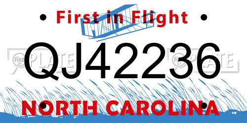 QJ42236 North Carolina License Plate