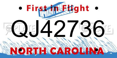 QJ42736 North Carolina License Plate