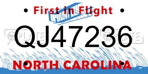 QJ47236 North Carolina License Plate