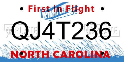 QJ4T236 North Carolina License Plate