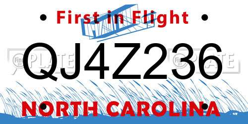 QJ4Z236 North Carolina License Plate