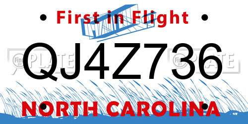 QJ4Z736 North Carolina License Plate