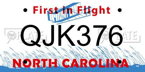 QJK376 North Carolina License Plate