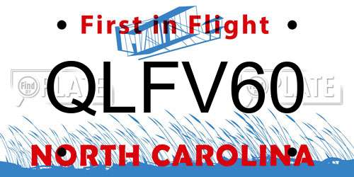 QLFV60 North Carolina License Plate