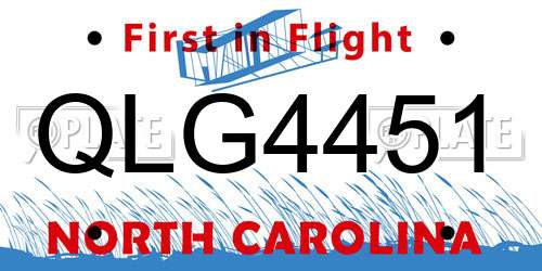 QLG4451 North Carolina License Plate