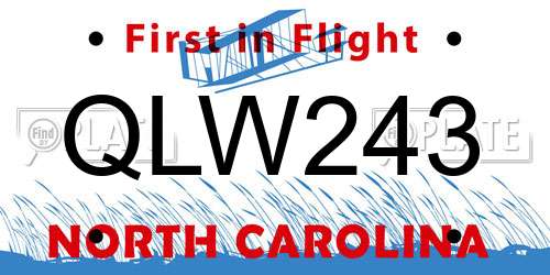 QLW243 North Carolina License Plate