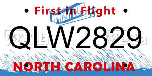 QLW2829 North Carolina License Plate