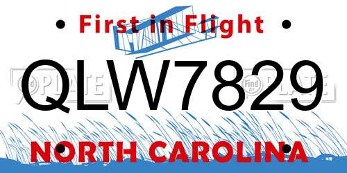 QLW7829 North Carolina License Plate