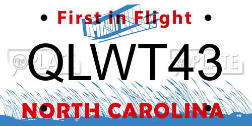 QLWT43 North Carolina License Plate