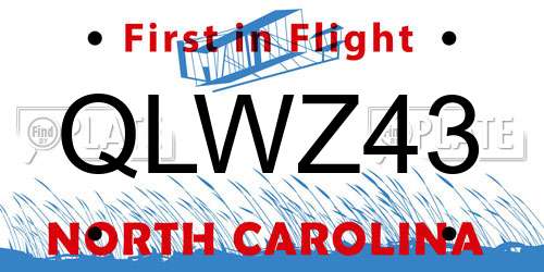QLWZ43 North Carolina License Plate