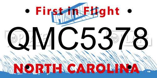 QMC5378 North Carolina License Plate