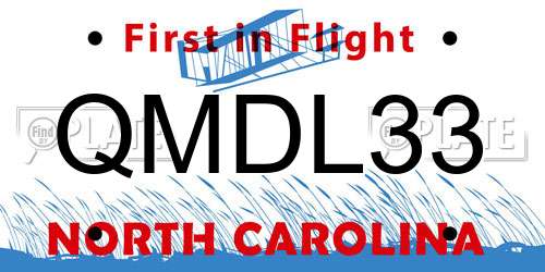 QMDL33 North Carolina License Plate