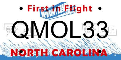 QMOL33 North Carolina License Plate