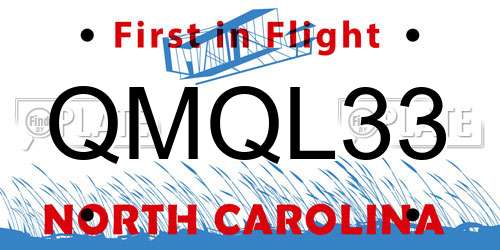 QMQL33 North Carolina License Plate