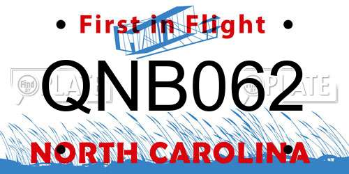 QNB062 North Carolina License Plate