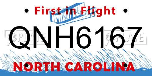 QNH6167 North Carolina License Plate