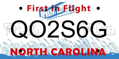 QO2S6G North Carolina License Plate