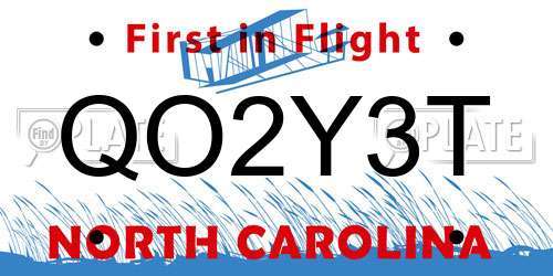 QO2Y3T North Carolina License Plate