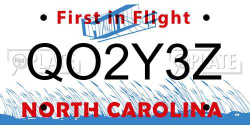 QO2Y3Z North Carolina License Plate