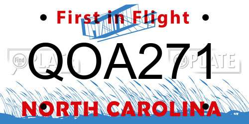 QOA271 North Carolina License Plate