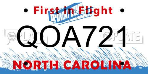 QOA721 North Carolina License Plate