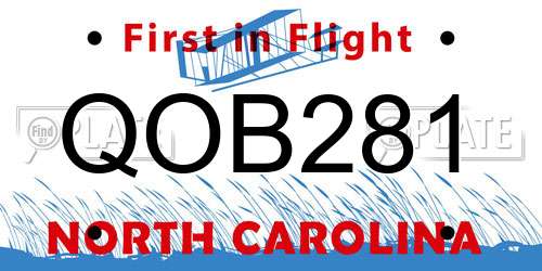 QOB281 North Carolina License Plate