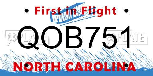QOB751 North Carolina License Plate