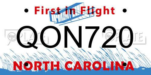 QON720 North Carolina License Plate