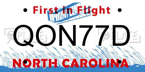 QON77D North Carolina License Plate