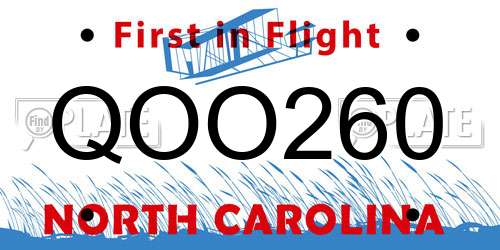 QOO260 North Carolina License Plate