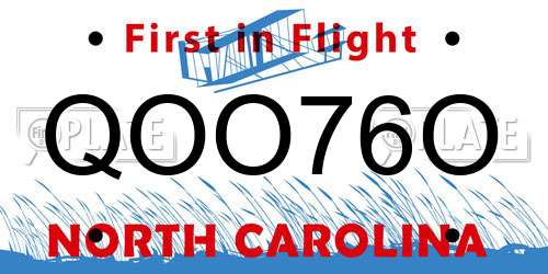 QOO76O North Carolina License Plate