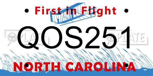 QOS251 North Carolina License Plate
