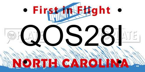 QOS28I North Carolina License Plate