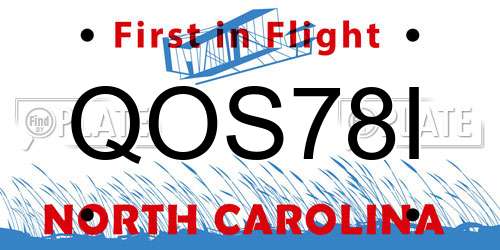 QOS78I North Carolina License Plate