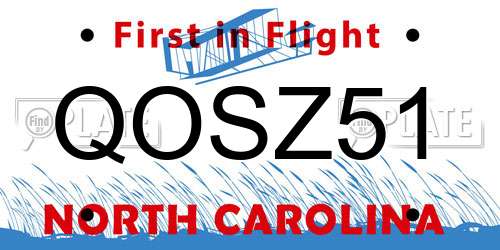 QOSZ51 North Carolina License Plate